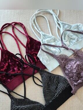 PINK & VS Bralette Set - Burgundy, Light Blue, Mauve, Black